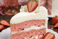 Strawberry Moscato Cake with Cream Cheese Buttercream