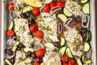Mediterranean Sheet-Pan Baked Cod with Parsley Garlic Oil