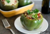 Quinoa and Eggplant Stuffed Bell Peppers with Herbs
