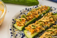 Spicy Salmon Cucumber Boats Made from Leftover Ingredients