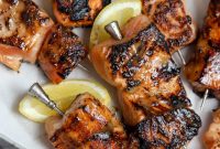 Miso-Glazed Salmon Skewers with Sesame and Scallions