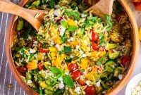 Summer Orzo Salad with Peaches, Mint & Feta (Gluten-Free)
