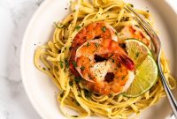 Cilantro-Lime Shrimp Pasta with Garlic and Parmesan