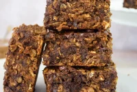 Soft-Baked Almond Butter Banana Oat Bars for Snack and Breakfast