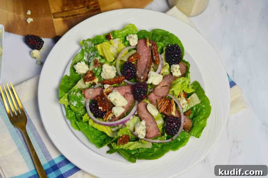 Steak Salad with Blue Cheese Vinaigrette Recipe 7 salad plate with one serving of steak salad