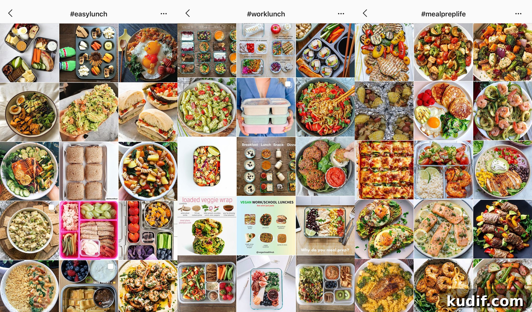 20 Sources for Meal Prep Inspiration and Recipe Ideas 4 screenshots of instagram meal prep inspiration