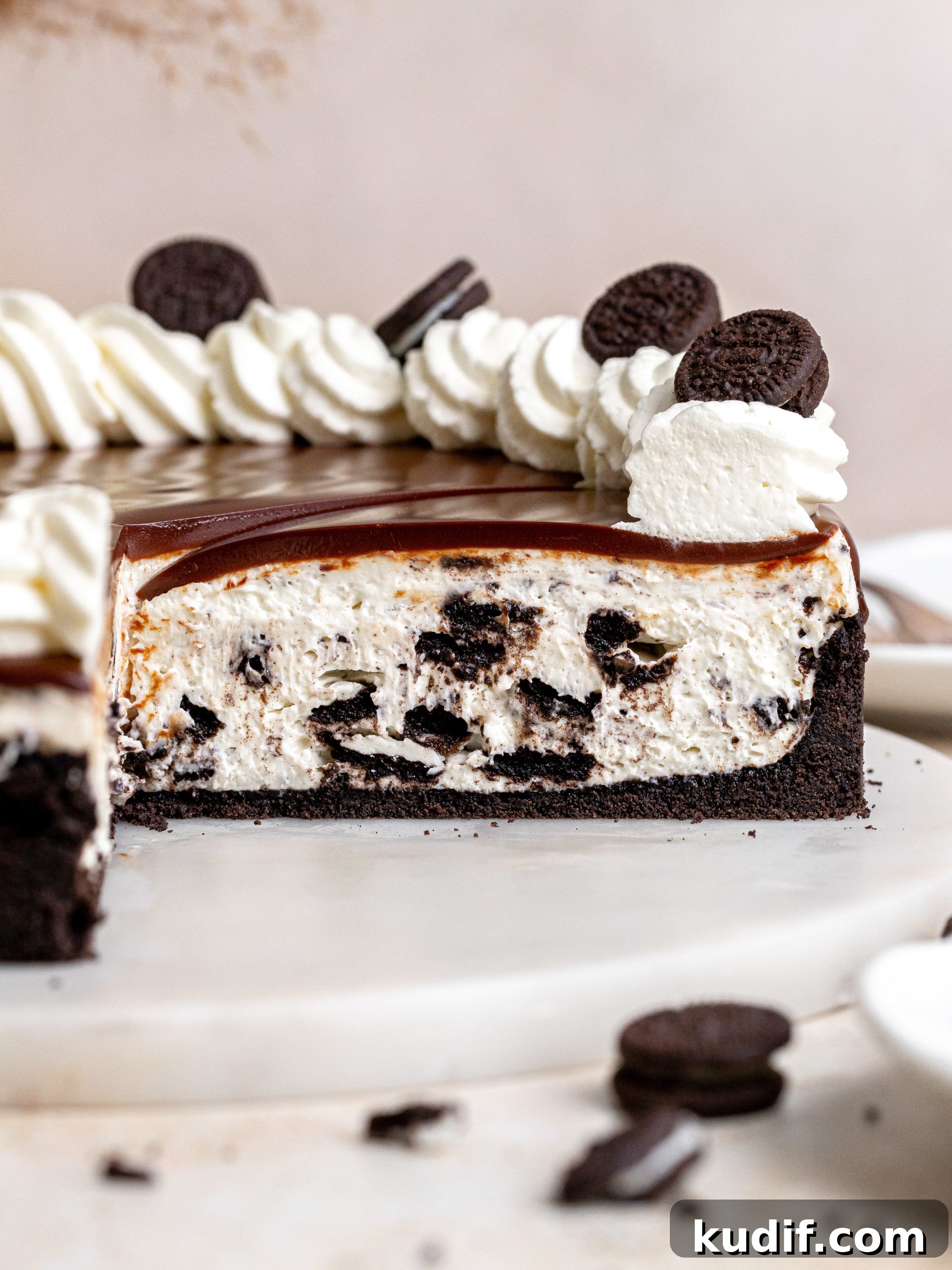 No-Bake Oreo Cheesecake Recipe — Creamy No-Bake Dessert 10 Cheesecake slice on plate