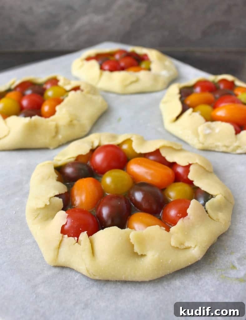 Cherry Tomato Galettes with Fresh Basil Pesto Recipe 6 Cherry Tomato and Pesto Savory Galette