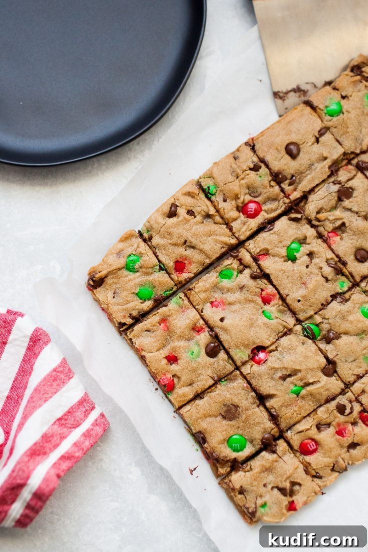 Creamy Holiday Fruit Salad with Cinnamon and Citrus 11 Christmas cookie bars cut into squares.