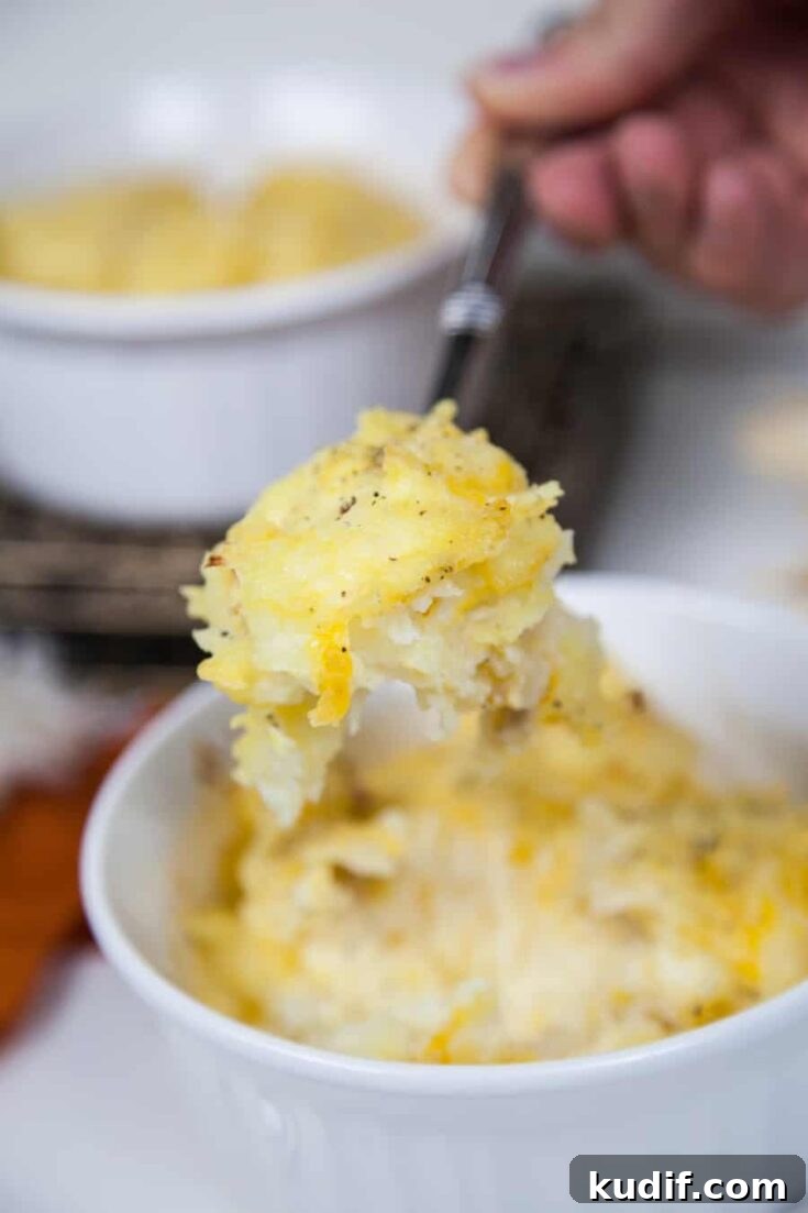 Creamy Holiday Fruit Salad with Cinnamon and Citrus 8 Shredded cheesy potatoes