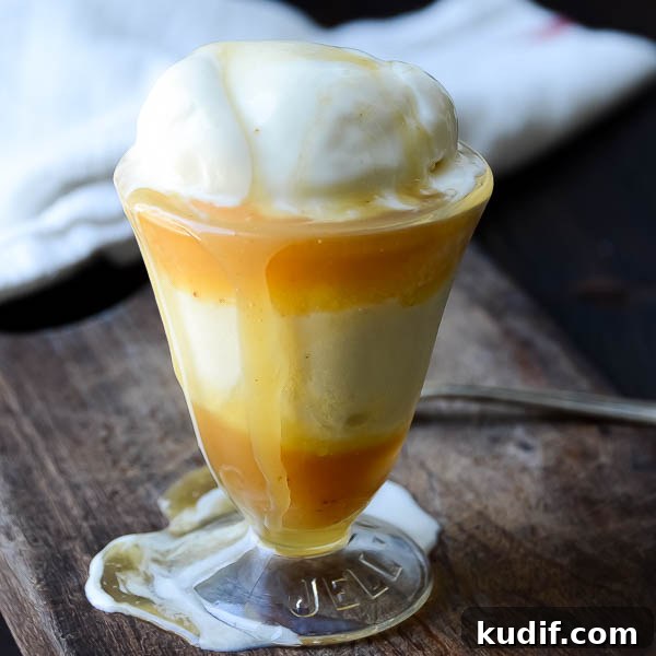 Spiced Cider Rum Sauce over ice cream