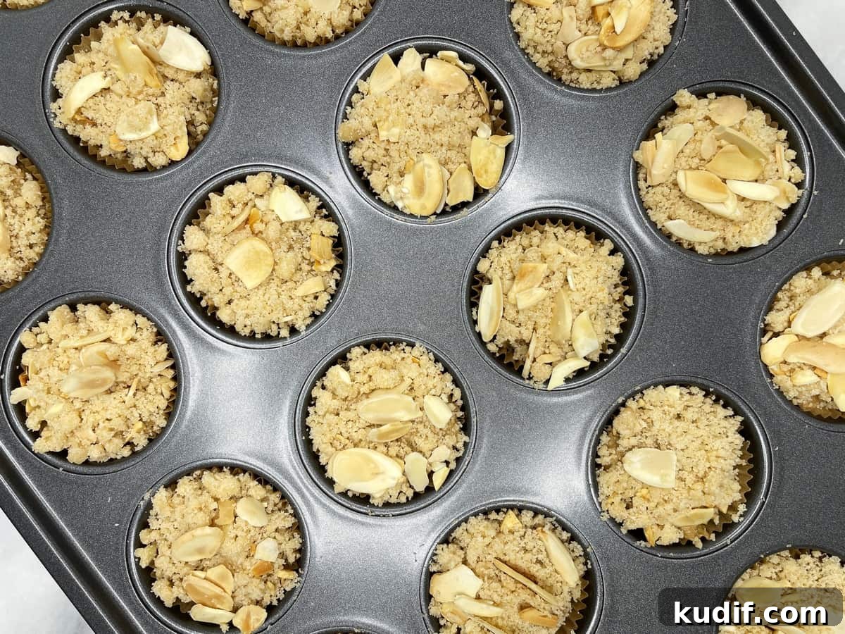 Mini muffin pan filled with the batter