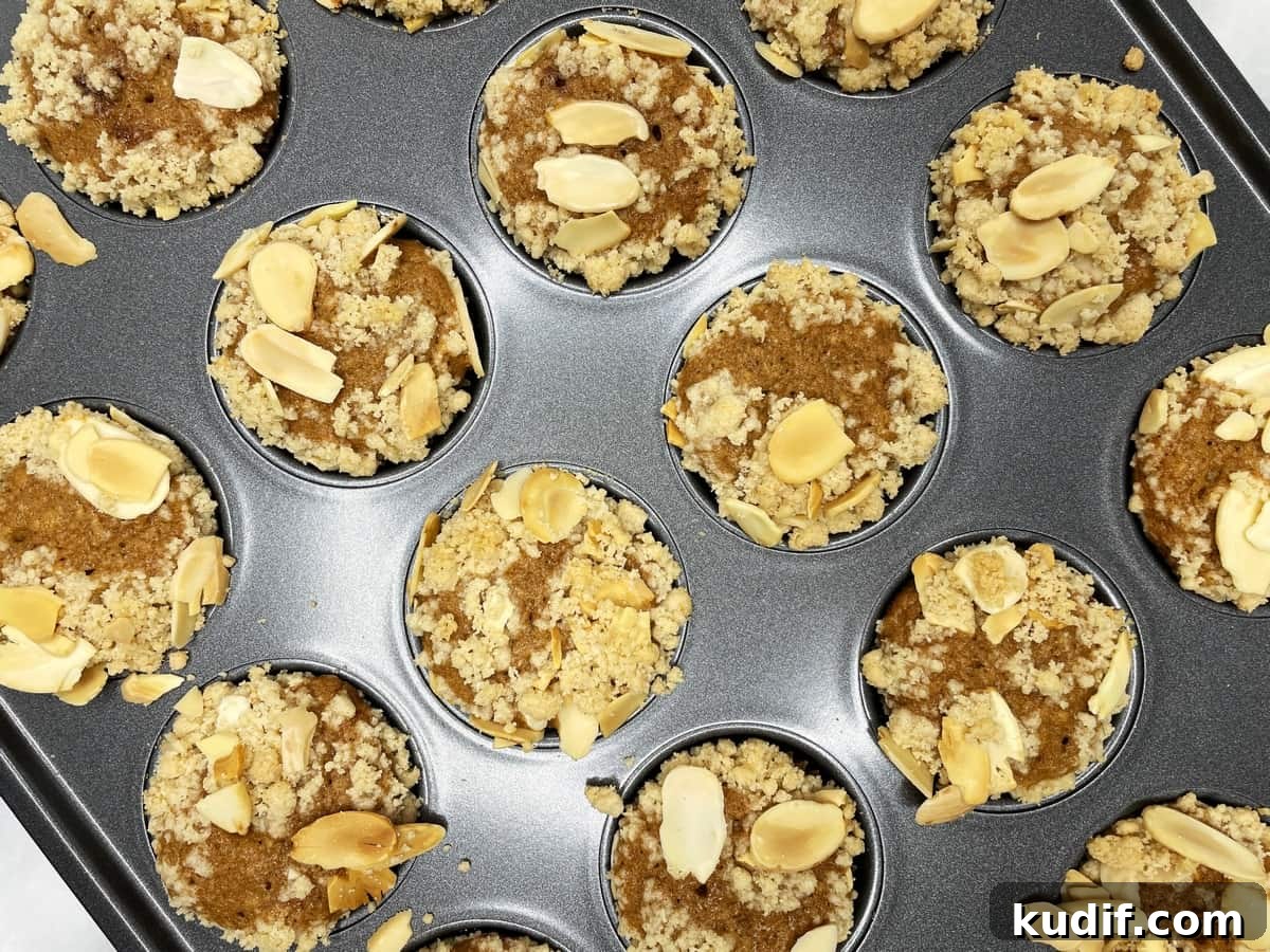 Baked banana muffins in a tin