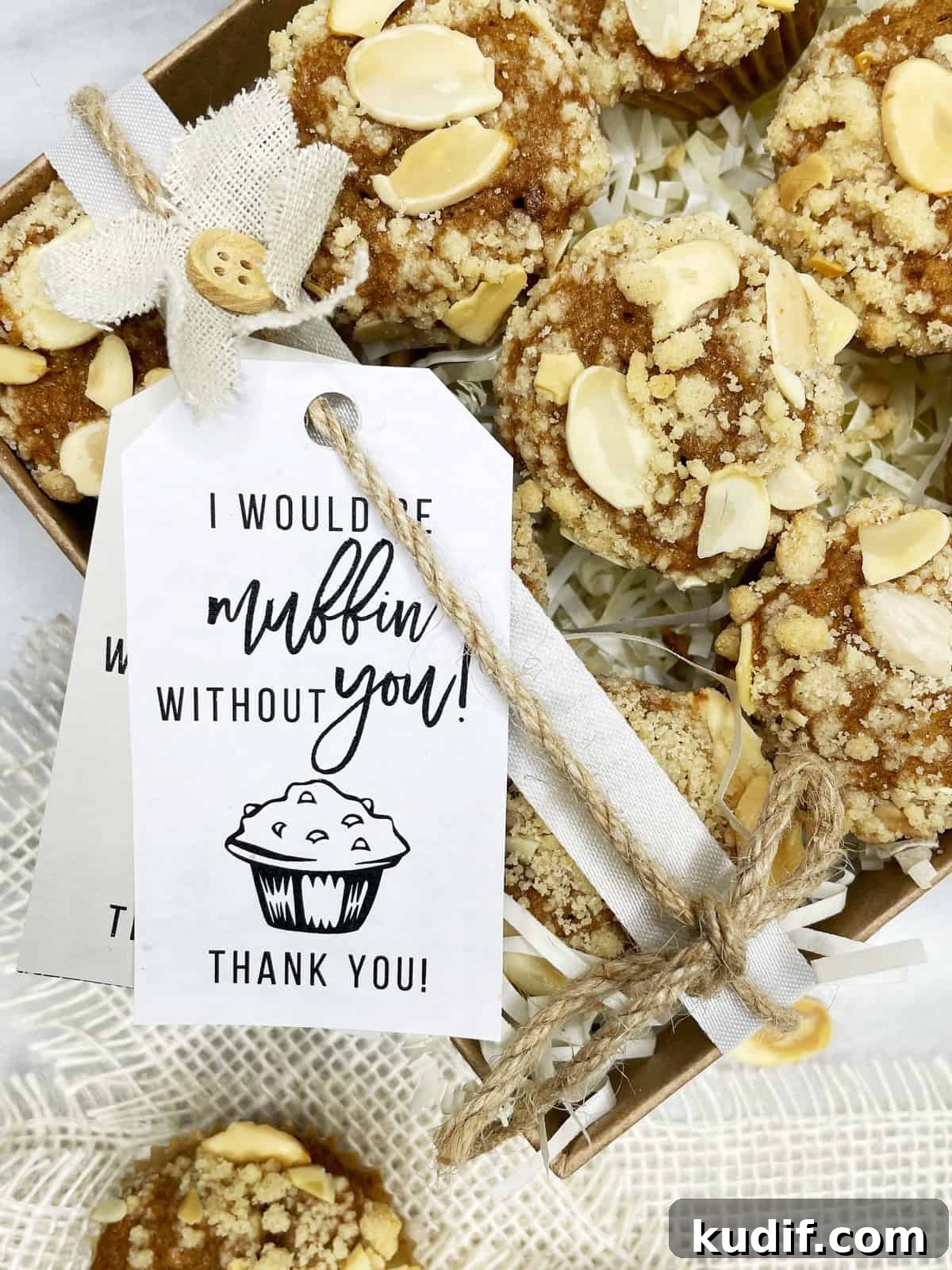 Mini muffins gift box with a muffin gift tags