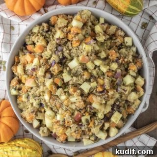 Roasted Autumn Harvest Salad for Thanksgiving Dinner 11 overhead shot of thanksgiving salad in bowl