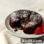 Single Serve Chocolate Lava Cake with molten center baked in the air fryer or oven.