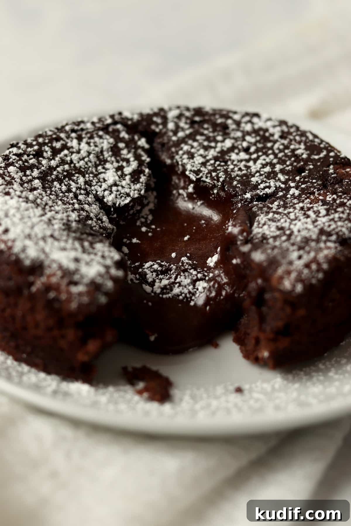 Close up of molten lava cake center.