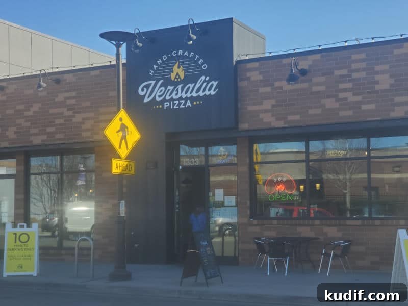Versalia Pizza sign over the entrance to the Kendal Yards restaurant