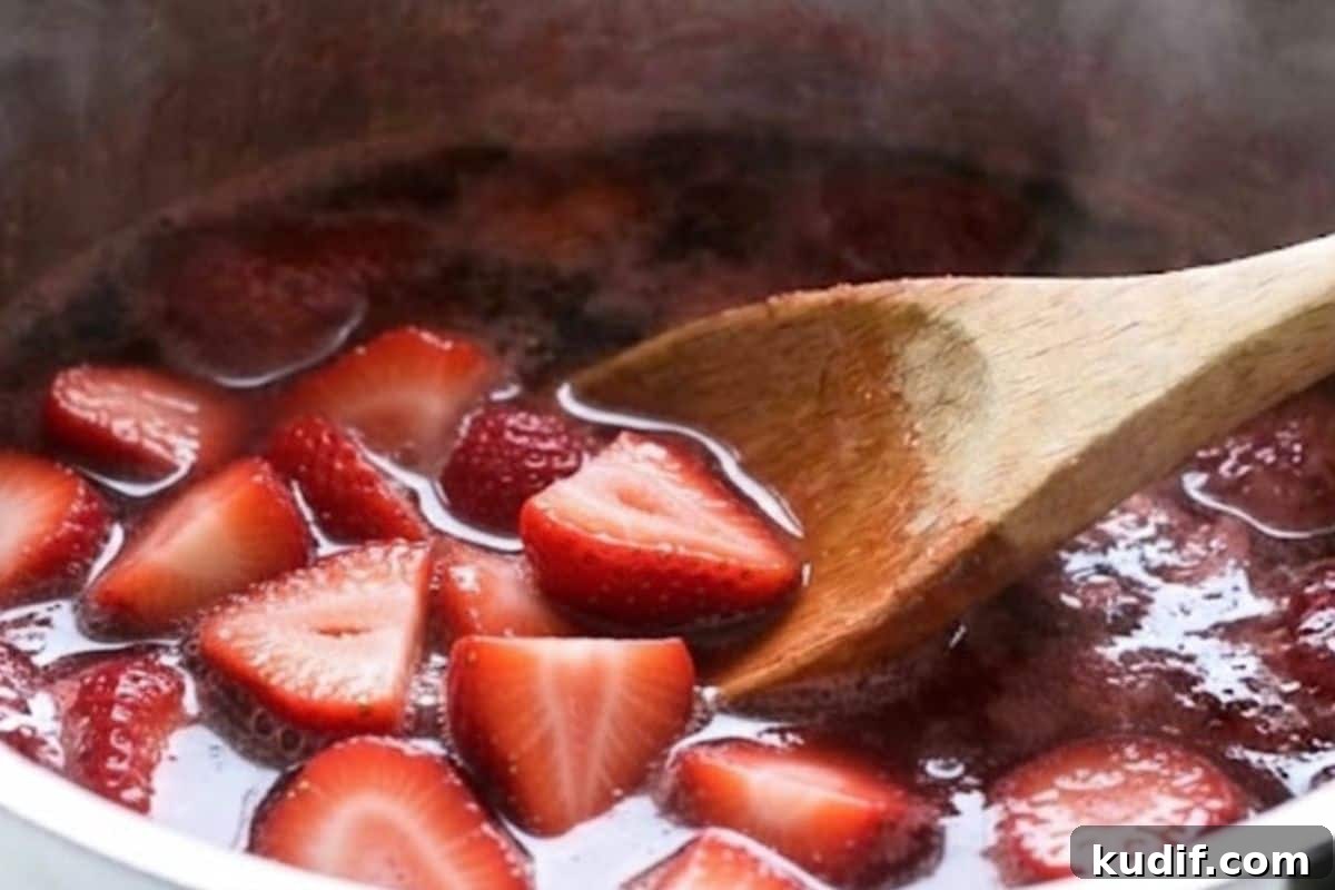 Strawberry Coconut Mojito Recipe – Refreshing Summer Cocktail 4 Combine strawberries sugar and water in a sauce pan.