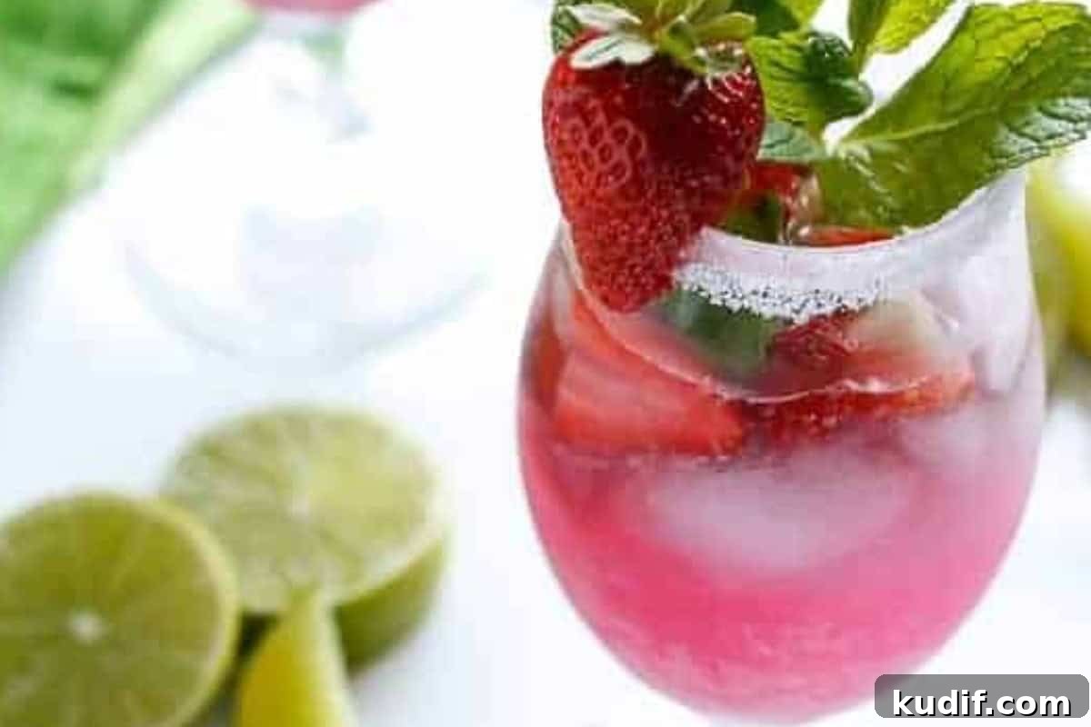 Strawberry Coconut Mojito Recipe – Refreshing Summer Cocktail 9 Top each glass with sparkling water or club soda, stir gently to combine, then garnish with fresh mint and the reserved strawberries before serving.
