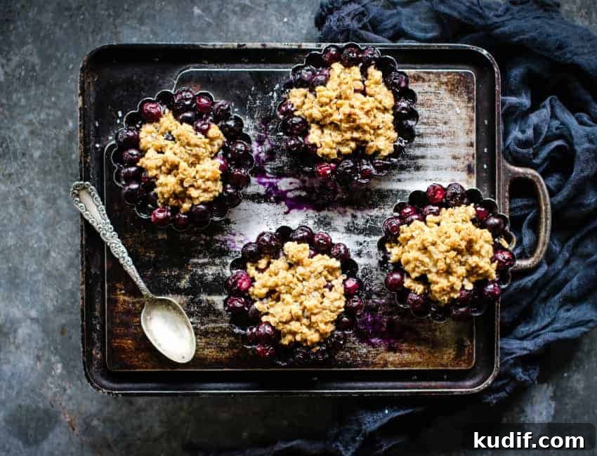 Individual Blueberry Crisps Recipe for One — Quick Berry Dessert 4 individual blueberry crisps recipe