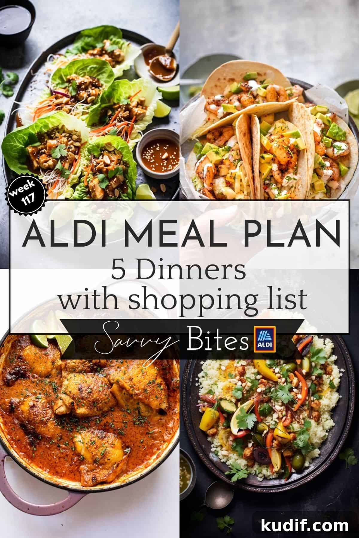Budget meal plan photo collage.