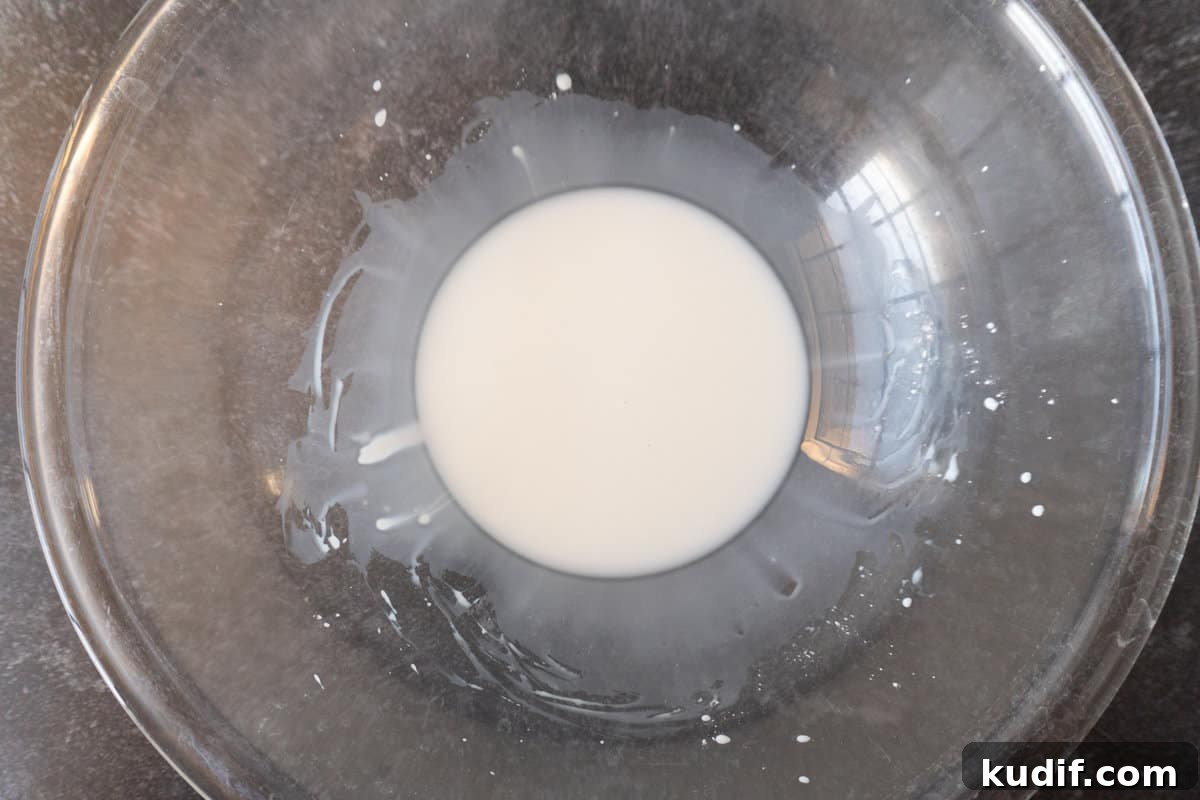 cornstarch and milk mixed