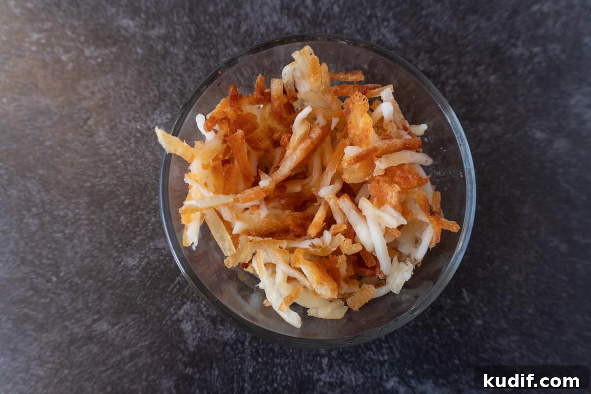cooked hash browns in bowl