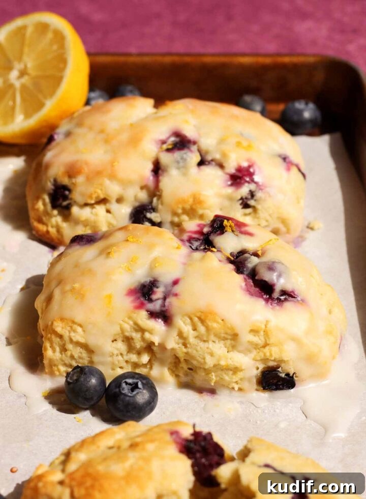 Lemon Blueberry Scones with Sweet Glaze Recipe 3 lemon blueberry scones