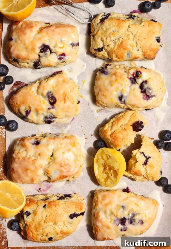 Lemon Blueberry Scones with Sweet Glaze Recipe 5 lemon blueberry scones