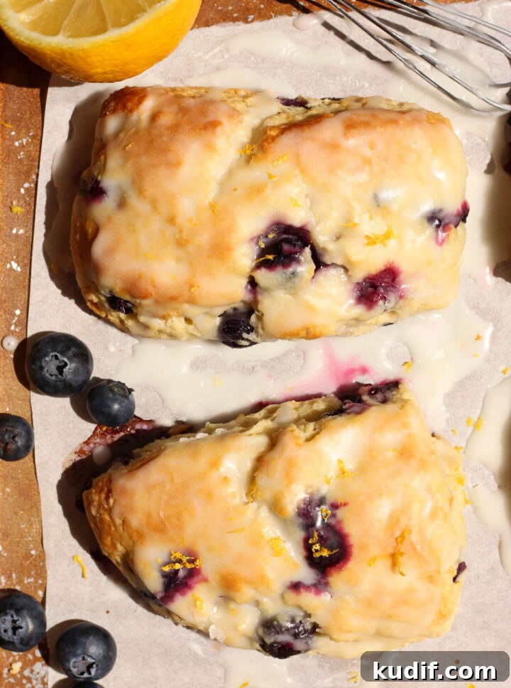 Lemon Blueberry Scones with Sweet Glaze Recipe 6 lemon blueberry scones