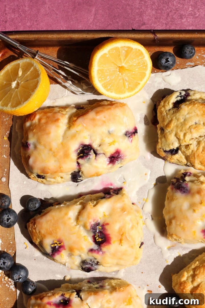 Lemon Blueberry Scones with Sweet Glaze Recipe 7 lemon blueberry scones