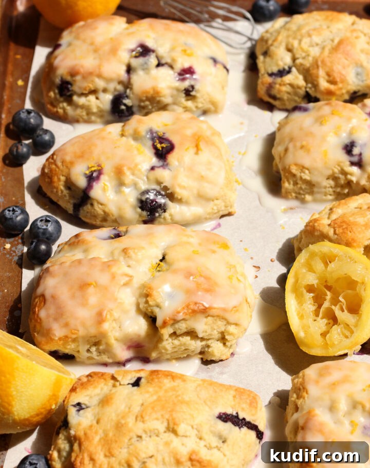 Lemon Blueberry Scones with Sweet Glaze Recipe 8 lemon blueberry scones