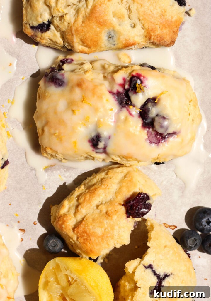 Lemon Blueberry Scones with Sweet Glaze Recipe 9 lemon blueberry scones