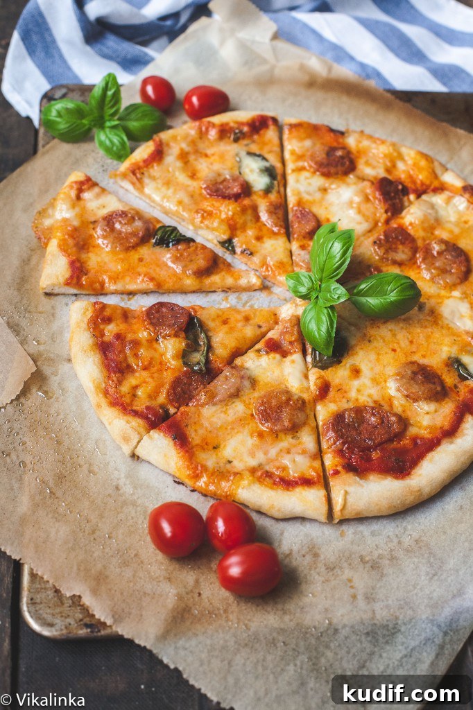 Smoked Gouda & Chorizo Pizza with Crispy Thin Crust 2 Smoked Gouda and Chorizo Pizza