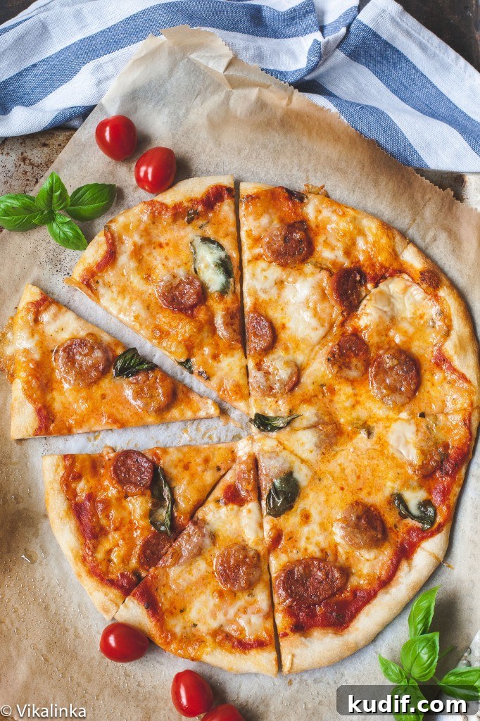 Smoked Gouda & Chorizo Pizza with Crispy Thin Crust 4 Smoked Gouda and Chorizo Pizza