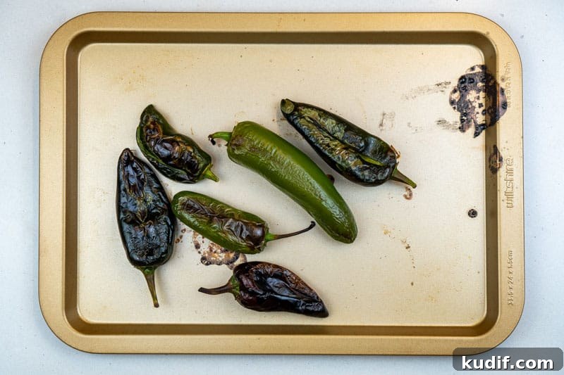 Charring the peppers