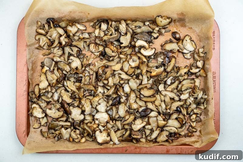 Roasting the mushrooms