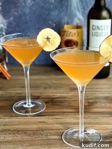 apple cider martinis, ginger liqueur and vodka.