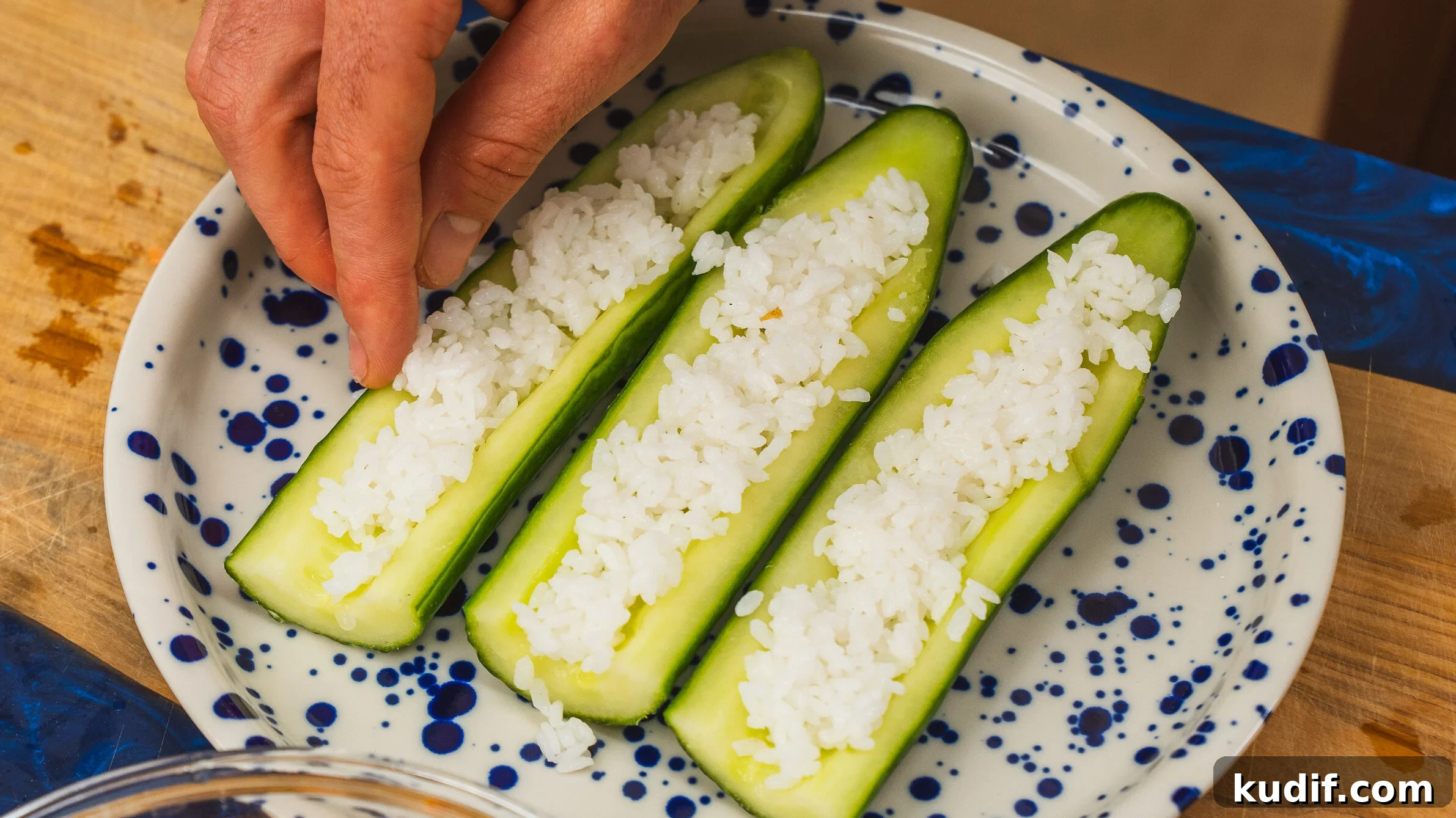 Spicy Salmon Cucumber Boats Made from Leftover Ingredients 3 Using leftover sushi rice in cucumber boats. This is a great leftover rice recipe
