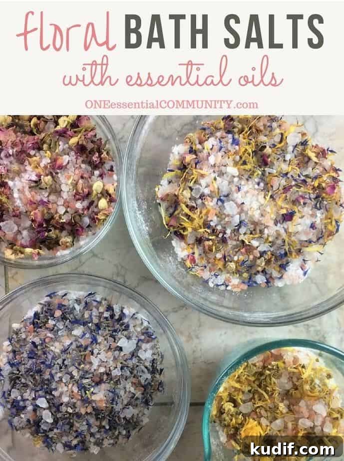 Make-Your-Own Floral Bath Salts: DIY Recipe & Scent Ideas 2 DIY floral bath salts -- a great source of minerals and trace elements, and help remove toxins from your skin.