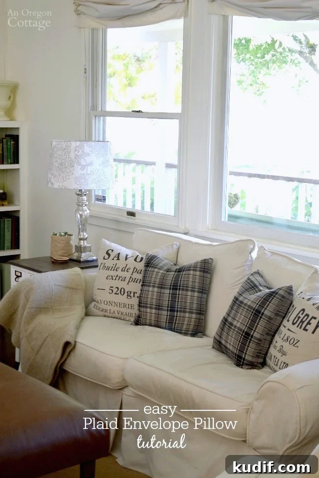 Easy, DIY plaid envelope pillow tutorial- warm up your home with cozy flannel pillows in an hour!