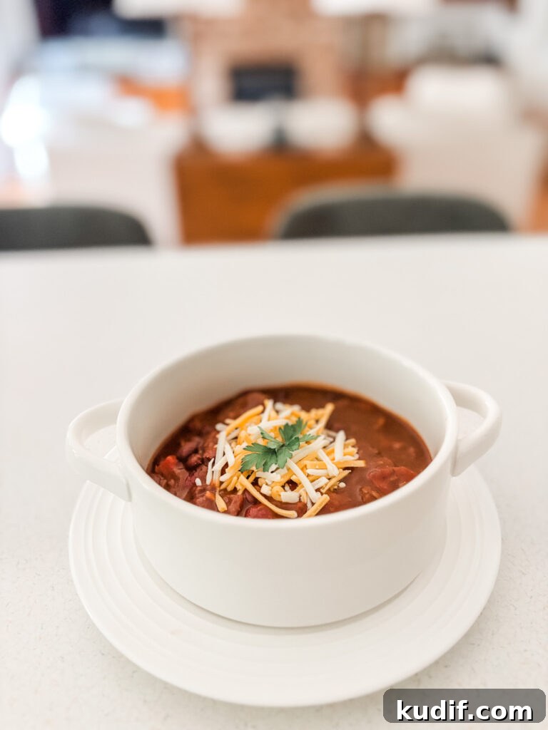 The finished beef chipotle chili 