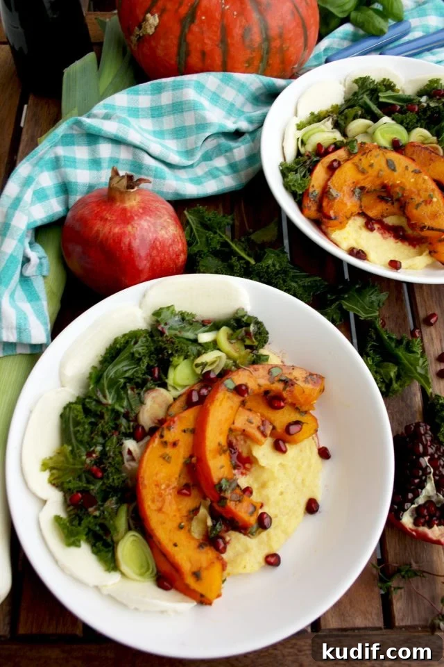 Creamy Polenta with Roasted Pumpkin and Garlicky Kale 2 Pumpkin and Kale with Creamy Polenta