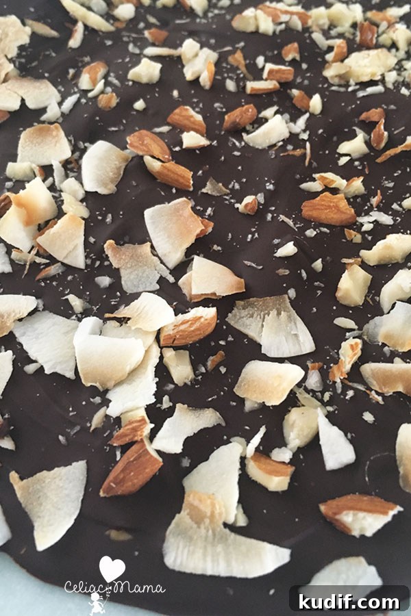 Vegan Gluten-Free Chocolate Almond Bark Recipe 3 sugar-free-chocolate-almond-bark-celiac-mama