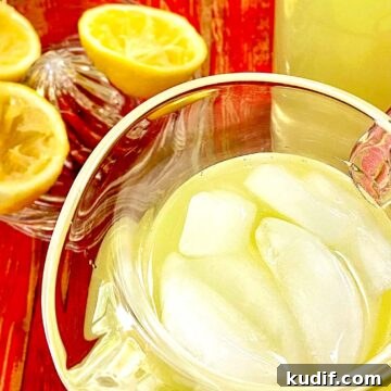 Lemonade in pitcher.
