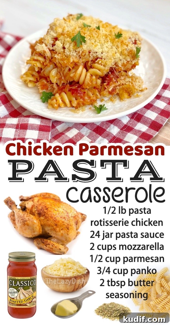 Chicken Parmesan and Pasta Casserole Bake for Family Meals 4 Cheesy rotisserie chicken and pasta casserole
