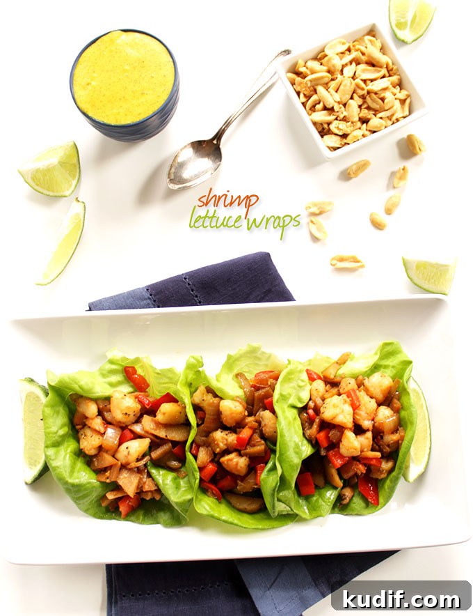 Coconut Curry Shrimp Lettuce Wraps with Zesty Lime Sauce 2 Shrimp Lettuce Wraps with Coconut Curry Sauce. Easy, quick, healthy meal. Only takes 35 minutes to make! #glutenfree