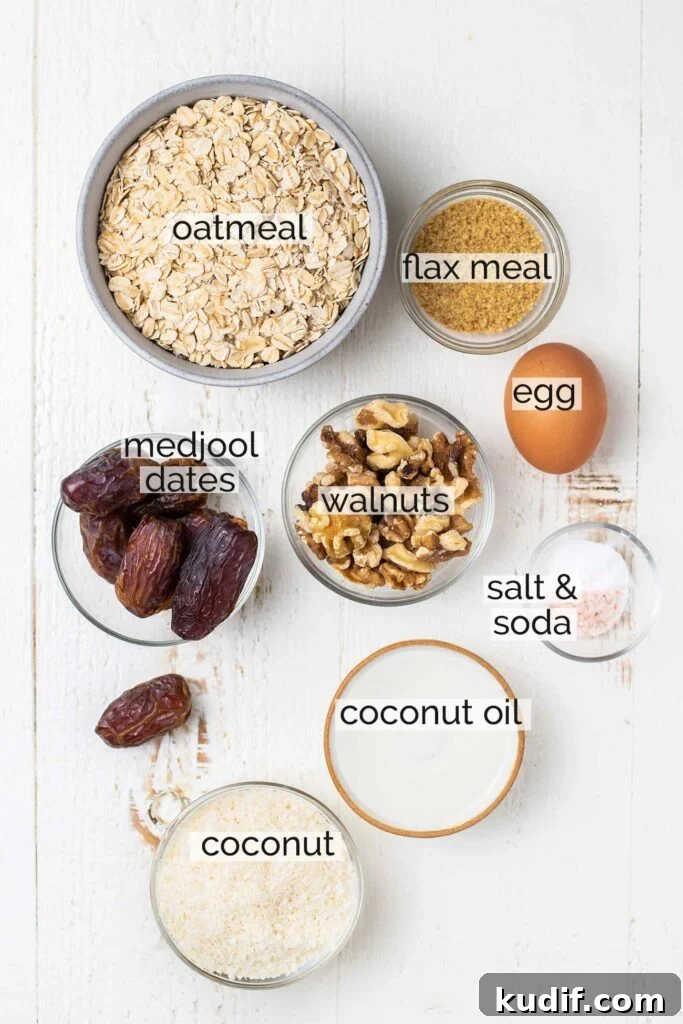 Sugar-Free Gluten-Free Date Bars: Soft Chewy Snack Recipe 4 The ingredients for the cookie base.