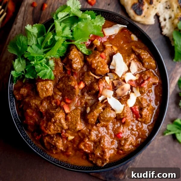 Authentic Chicken Madras Curry Recipe for Bold Flavor 14 Beef coconut curry topped with coriander